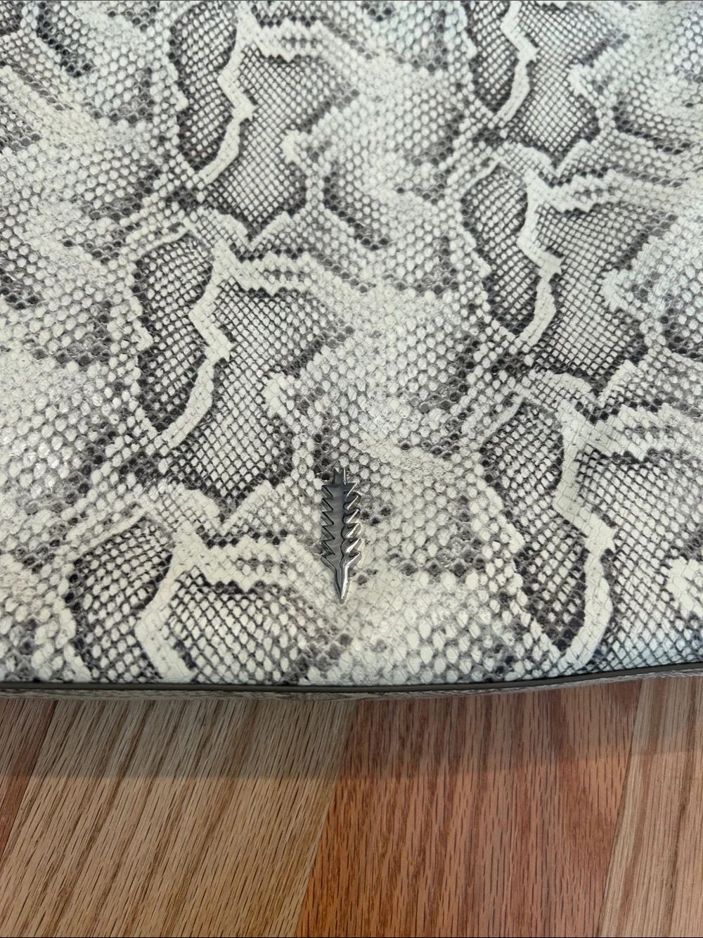Thacker Snake-Print Shoulder Bag in Cream and Black
